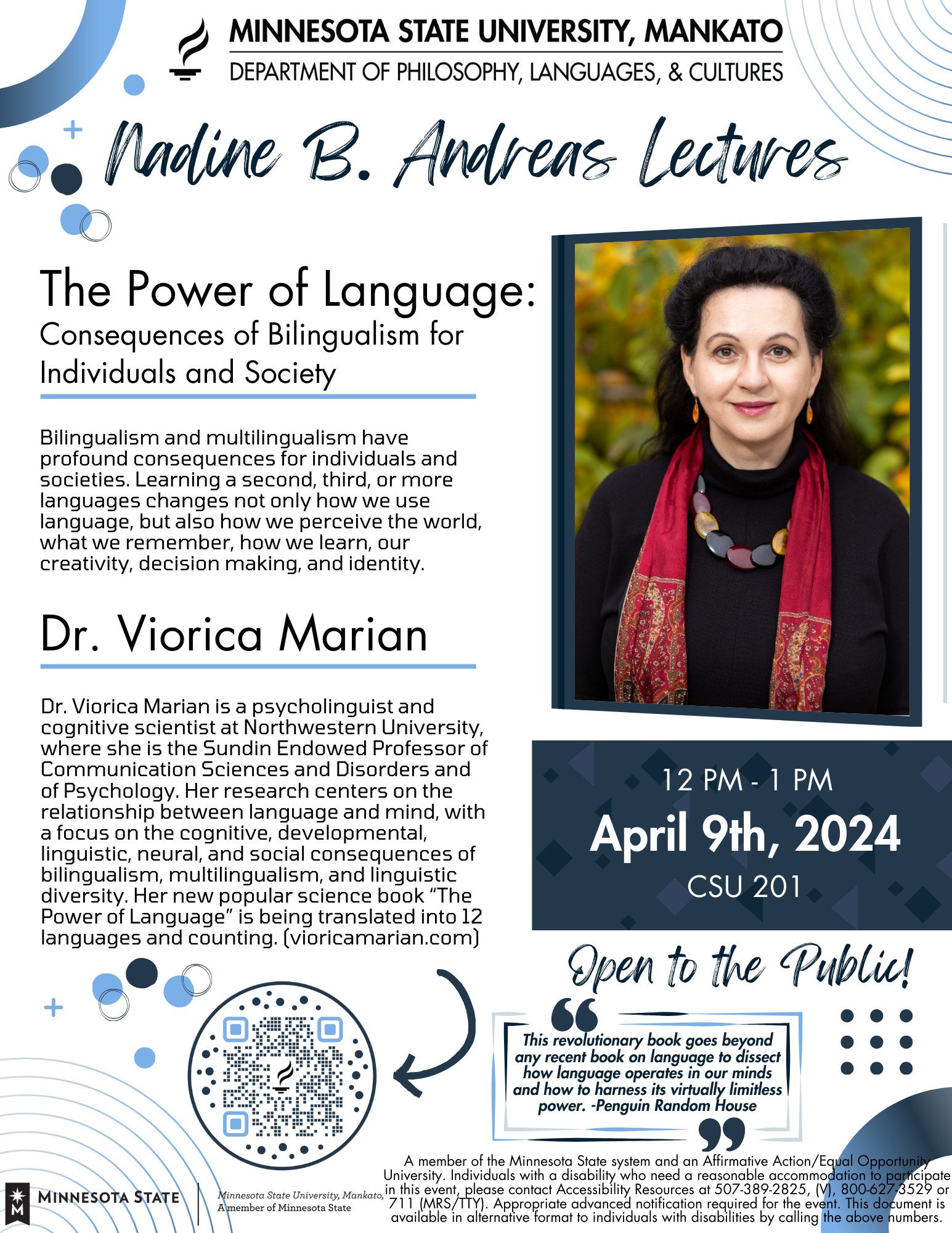 The Power of Language:  Consequences of Bilingualism for  Individuals and Society Flyer