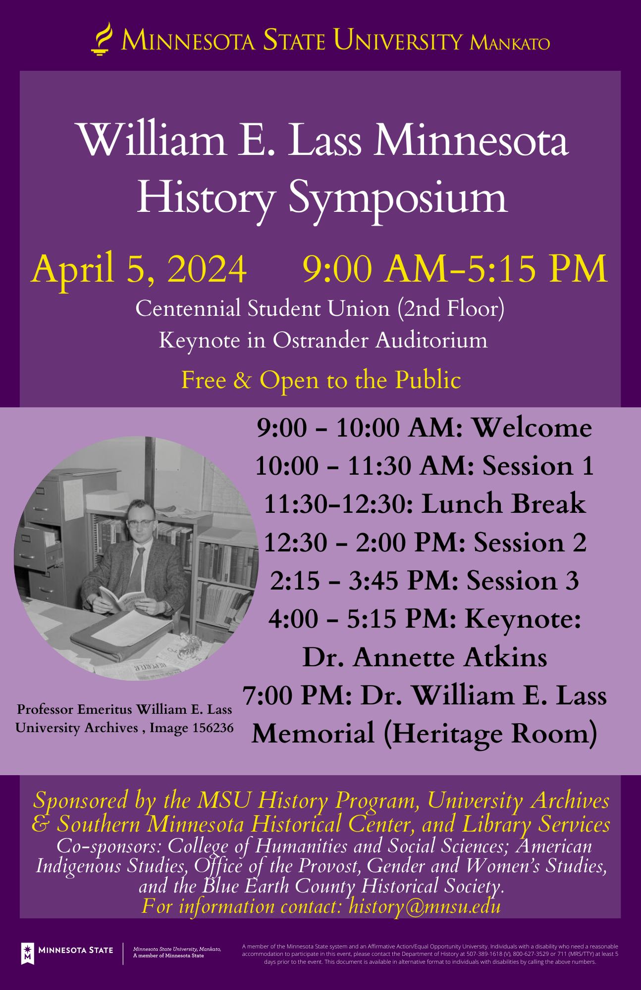 William E. Lass Minnesota History Symposium Flyer